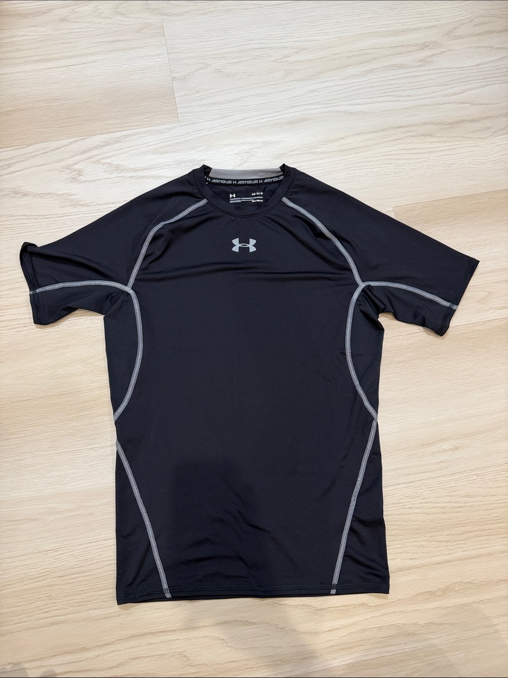 Under Armour Black Rash Guard with Gray Stitching